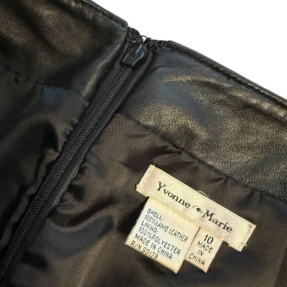 Vintage Yvonne Marie Lamb Leather Skirt Size 10 - Picture 3 of 5